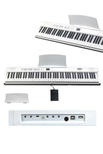 Midex PLX-80WH Taşınabilir Katlanır Dijital Piyano Tuş Hassasiyetli 88 Tuş BT (Sustain Çanta Metod) - 2