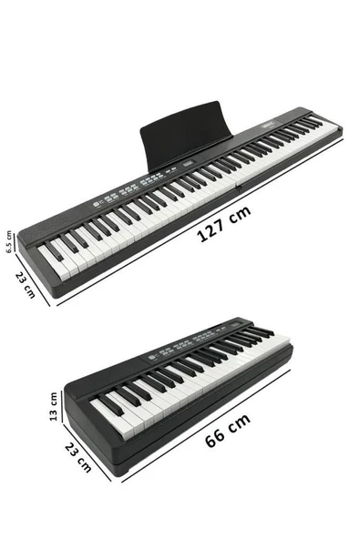 Midex PLX-80BK Taşınabilir Katlanır Dijital Piyano Tuş Hassasiyetli 88 Tuş BT (Sustain Çanta Metod) - 3