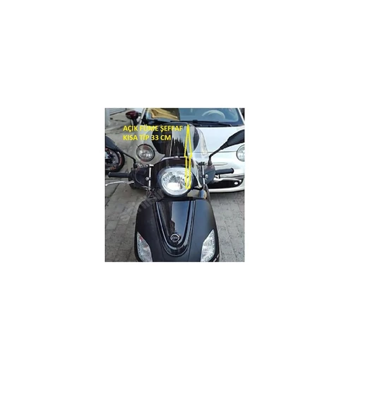 Sym Fiddle Ön Siperlik Camı Açık Füme Saydam Kısa Tip 33 Cm ,Bağlantı Aparatlı _Supermoto
