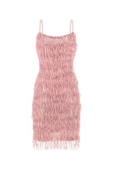Pembe Püsküllü Payet Askılı Kadın Mini Elbise - 6