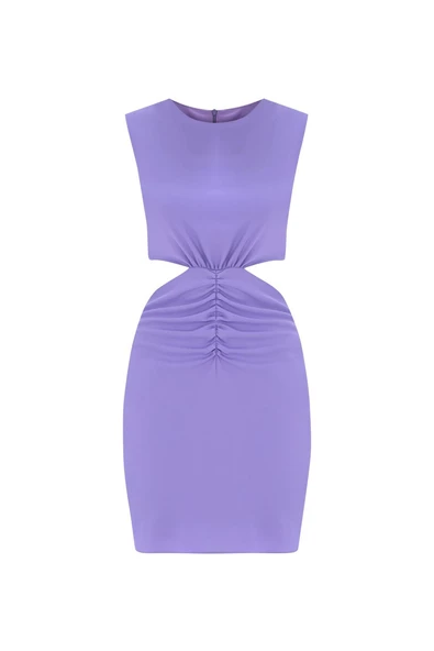 Lila Cut Out Kadın Mini Elbise - 2