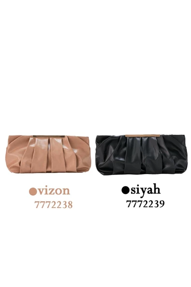 Pileli Vizon Suni Deri Kadın Omuz Çantası - 8