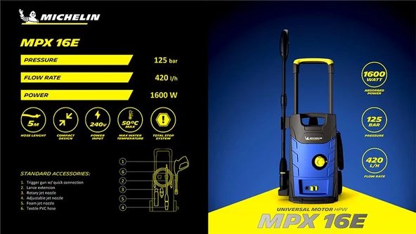 Michelin Mpx16e 1600Watt 125Bar Basınçlı Yıkama - Resim 12
