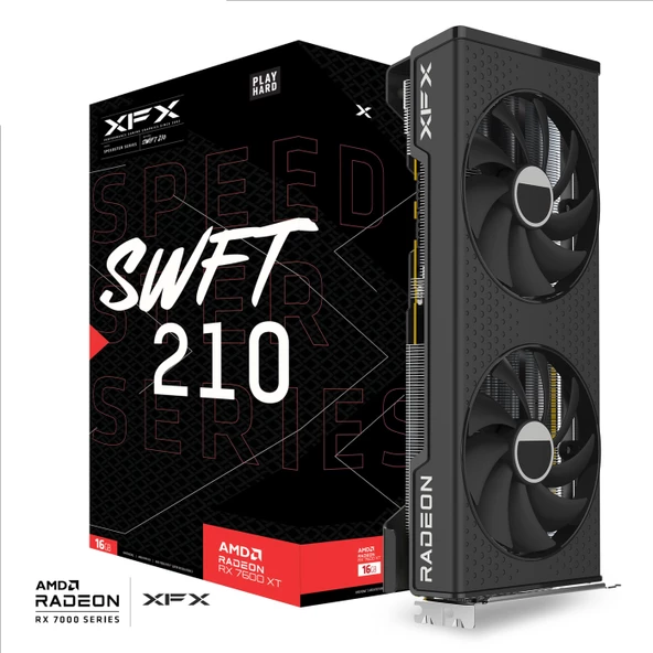 XFX Speedster SWFT 210 AMD Radeon RX 7600 XT Black RX-76TSWFTFP 16GB GDDR6 128Bit Ekran Kartı