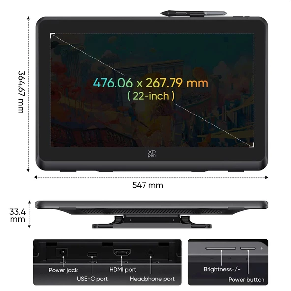 XP-Pen Artist 22 Plus Grafik Ekran Tablet Drawing Display - 3