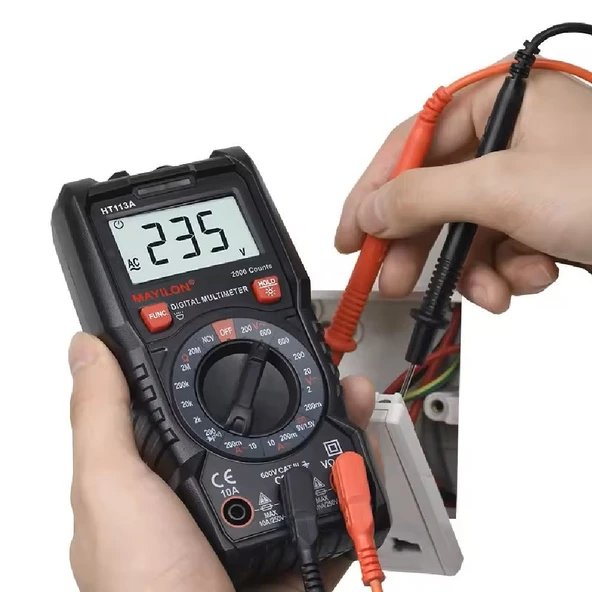 Mayilon HT113C Dijital Profesyonel Multimetre Ekran Aydınlatmalı Auto Range 600V 10A AC DC - 6