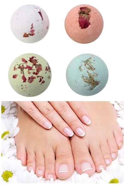 7'li Pedikür Nem Bombası Seti 4 Adet Pedikür Peeling Nem Topu Tırnak Ve Topuk Topuk Törpüsü Makas - 3