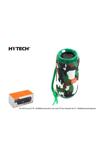 Hytech Hy-s15 Crunch 3.7v- 5v/500ma Kamuflaj Aux+usb+tf Kart Destekli 5w*2 - 95db Bluetooth Speaker