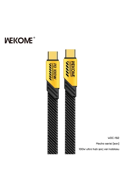 wekome Wdc-192 100w Type-c To Type-c Pd Hızlı Şarj Data Kablo 1 Metre Sarı