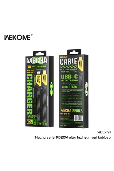 wekome Wdc-191 Type-c To Lightning Pd 20w Hızlı Şarj Data Kablo 1 Metre Sarı - 4