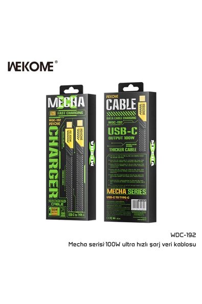 wekome Wdc-192 100w Type-c To Type-c Pd Hızlı Şarj Data Kablo 1 Metre Gri - 4