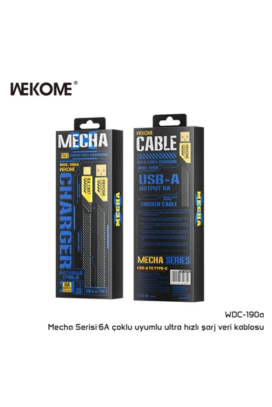 wekome WDC-190a 6A Mecha Gri Usb+Typ-c Veri Aktarım ve Şarj kablosu - 3