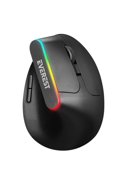 Everest Smw-618 Rgb Işıklı Ergonomik Dikey Tutuşlu Vertical Siyah Kablosuz Mouse