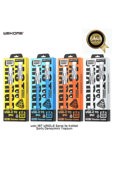 wekome Wdc-187 Type-c To Lightning Pd 20w Hızlı Şarj Data Kablo 1 Metre Beyaz - 2