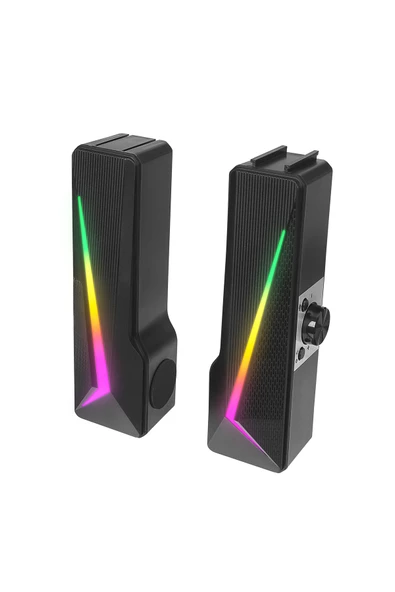 Mikado MD-S157 2.0 10W RGB Ledli Oyuncu Siyah USB SoundBar 2.0 Speaker