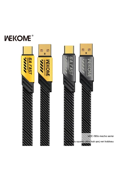 wekome WDC-190a 6A SARI MECHA Usb+Typ-c Veri Aktarım ve Şarj kablosu - 3