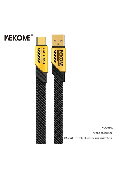 wekome WDC-190a 6A SARI MECHA Usb+Typ-c Veri Aktarım ve Şarj kablosu