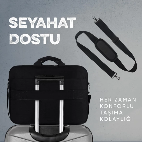 Vegmann Norma 17-17,3 inç Dizüstü Bilgisayar Uyumlu Siyah Evrak ve Laptop Çantası - 5