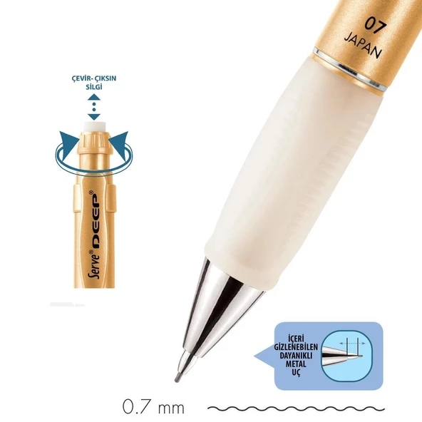 Serve Deep Mekanik Versatil Uçlu Kalem 0.7 Metalik - 8