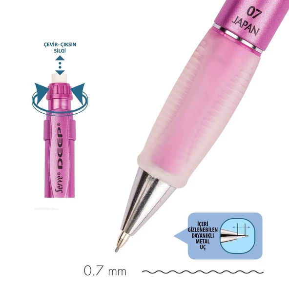 Serve Deep Mekanik Versatil Uçlu Kalem 0.7 Metalik - 10