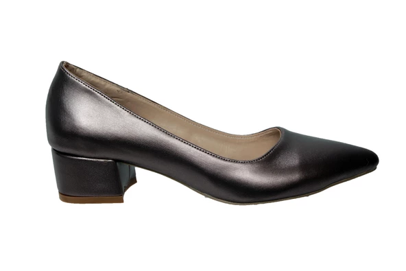 FELES Platin Kısa Topuk Abiye Ayakkabı - Resim 2