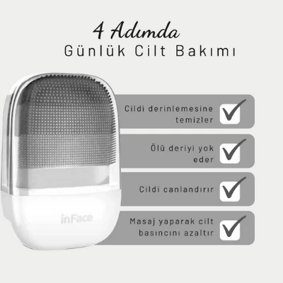 Inface Sonic Yüz Temizleme ve Masaj Cihazı gri - 2