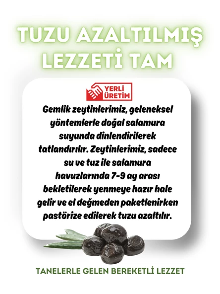 Çalıkoğlu Doğal Gemlik Özel Özel Siyah Zeytin (Az Tuzlu) 800 gr (231-260) L - 4