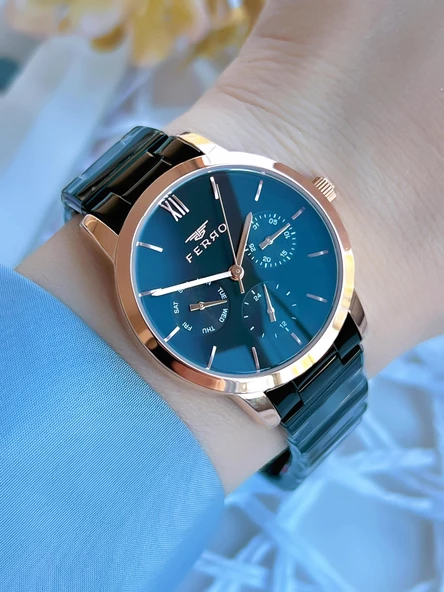 Ferro Çelik Kordonlu İç Fonksiyonları Aktif 3 Atm Özel Tasarım Kadın Kol Saati BFM210788AWT-R - Resim 2