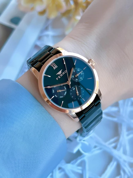 Ferro Çelik Kordonlu İç Fonksiyonları Aktif 3 Atm Özel Tasarım Kadın Kol Saati BFM210788AWT-R ürün görseli