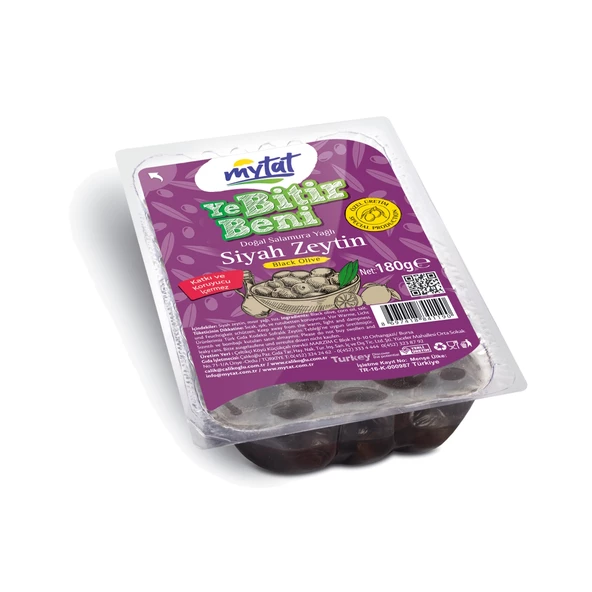 Mytat Doğal Gemlik Siyah Zeytin / Ye Bitir Beni 180 gr (351-380) 2XS - 2