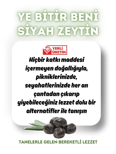 Mytat Doğal Gemlik Siyah Zeytin / Ye Bitir Beni 180 gr (351-380) 2XS - 4