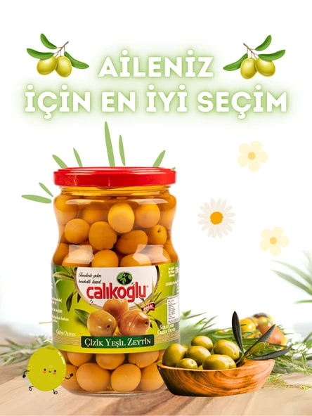 Çalıkoğlu Doğal Kokteyl Yeşil Zeytin 400 gr (141-160) - 2
