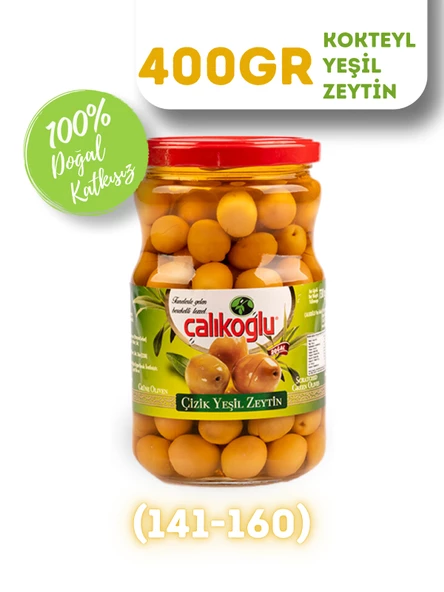 Çalıkoğlu Doğal Kokteyl Yeşil Zeytin 400 gr (141-160)