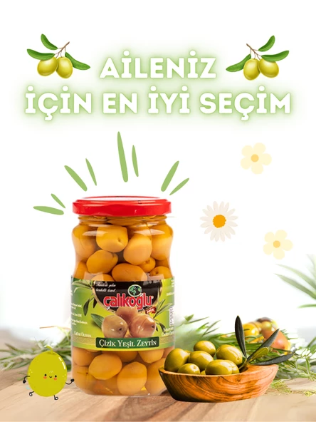 Çalıkoğlu Doğal Çizik Yeşil Zeytin 240 gr (261-290) - 2