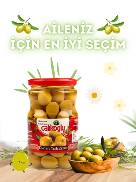 Çalıkoğlu Doğal Çizik Yeşil Zeytin 400 gr (261-290) - 2