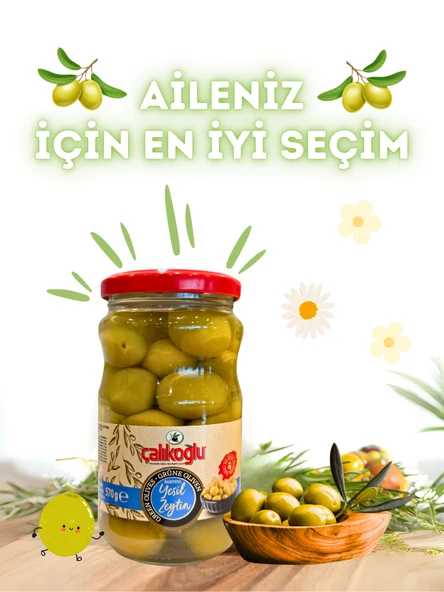 Çalıkoğlu Doğal Kokteyl Yeşil Zeytin 215 gr (141-160) - 2