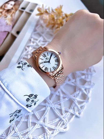 Ferro Rose Gold Renk 3 Atm Suya Dayanıklı Çelik Kordon Özel Tasarım Kadın Kol Saati BF2720AWT - Resim 2