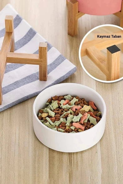 MAtGo Pati Çam Ağacı Kedi Köpek Beslenme Mama ve Su Kabı Seramik Kaseli 500Ml Hacim Kaymaz Devrilmez 2 Ad. - Resim 5