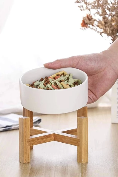 MAtGo Pati Çam Ağacı Kedi Köpek Beslenme Mama ve Su Kabı Seramik Kaseli 500Ml Hacim Kaymaz Devrilmez 2 Ad. - Resim 3