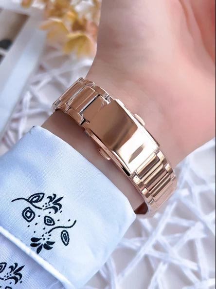 Ferro Rose Gold Renk İç Fonksiyonları Aktif 3 Atm Çelik Kordon Kadın Kol Saati BFM21077AWT-C - Resim 3