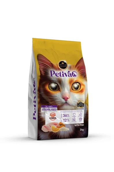 Petiva Kısırlaştırılmış Balıklı Kedi Maması 3 Kg