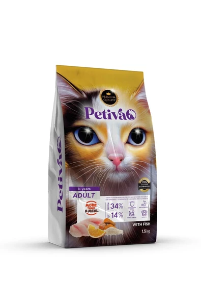 Petiva Yetişkin Balıklı Kedi Maması 1.5 Kg