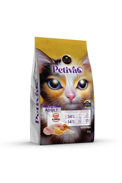 Petiva Yetişkin Balıklı Kedi Maması 3 Kg