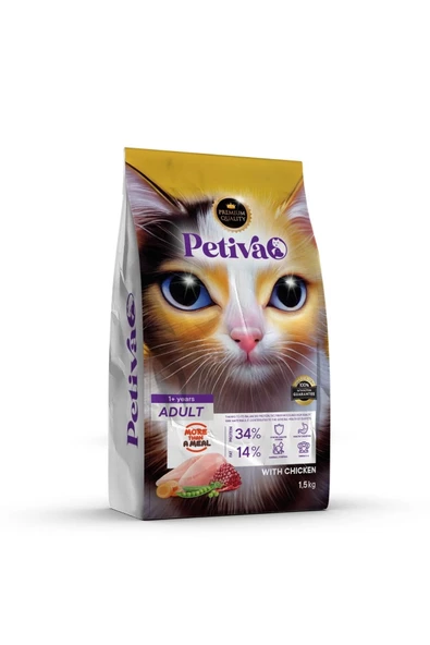 Petiva Yetişkin Tavuklu Kedi Maması 1.5 Kg