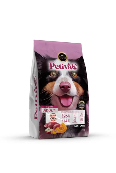 Petiva Yetişkin Kuzulu Köpek Maması 3 Kg