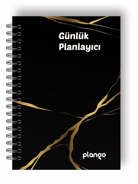 Siyah - Gold Günlük Planlayıcı Defter - Ders Çalışma Planlayıcı Defteri - Planlama Defteri