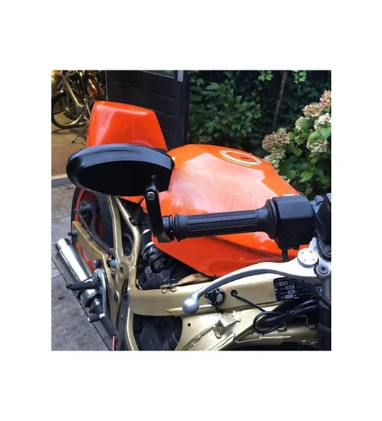 Motosiklet Gidon Aynası Siyah Renk Siyah Topuz 22 Mm Gidon Uyumlu _Supermoto - 2