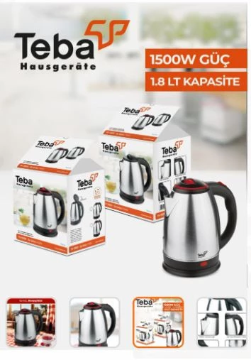 Teba Th-118Ck 1800 Ml Paslanmaz Çelik Su Isıtıcı Kettle - 3