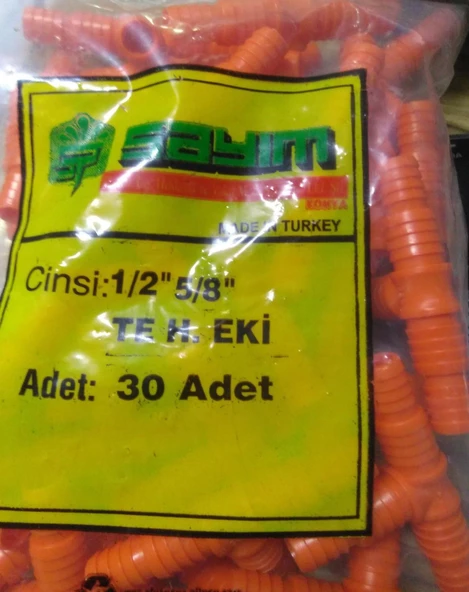 TE Hortum Eki Sayım  Üç tarafı 5/8 ve 1/2 Boru Eki 20 Adet - 3