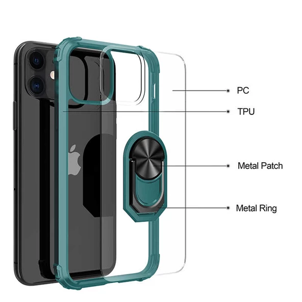 Apple iPhone 11 Kenarları Renkli Anti Şok Şeffaf Kılıf - Resim 11